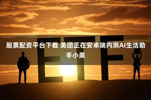 股票配资平台下载 美团正在安卓端内测AI生活助手小美